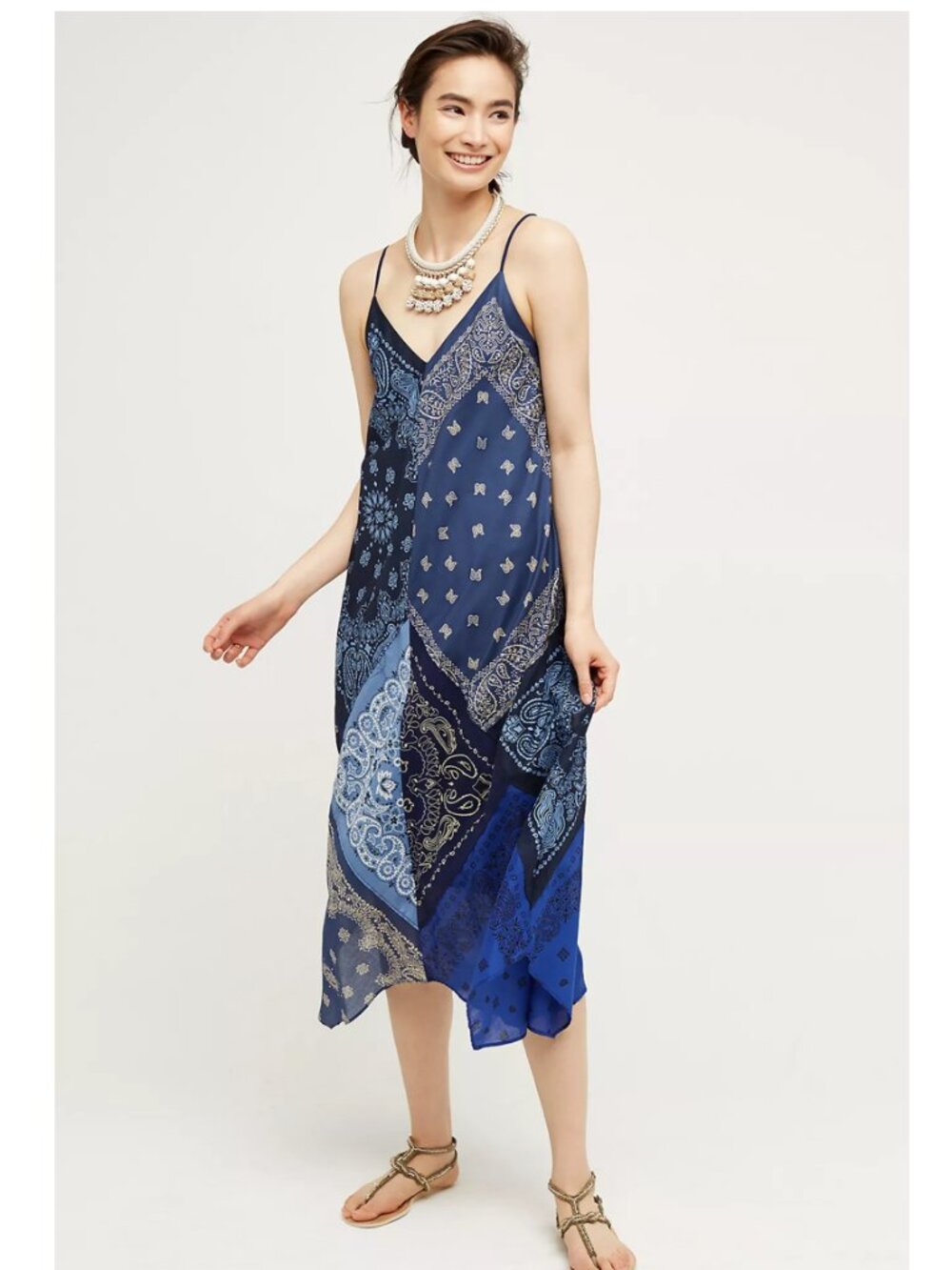 Anthropologie Holding Horses Blue Bandana Dress